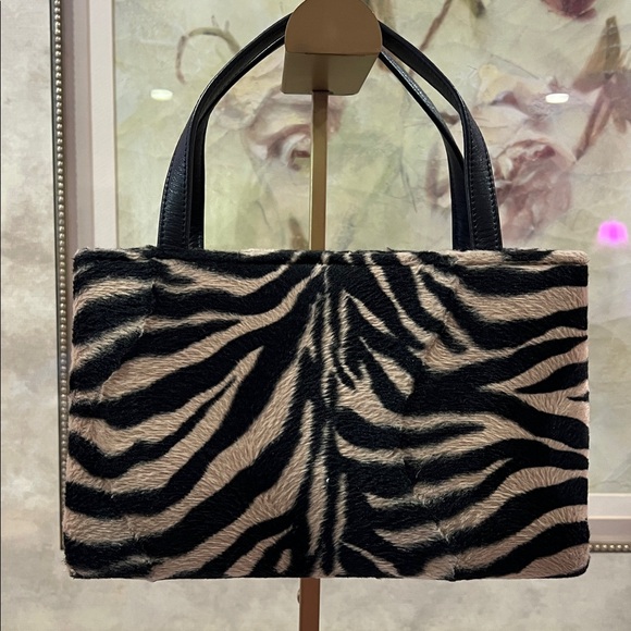Kate Spade Vintage Black and Cream Zebra Faux Fur Mini Tote Bag - Picture 6 of 15